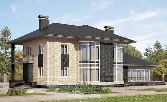 305-003-Л Проект двухэтажного дома, большой коттедж из поризованных блоков Выкса | Проекты домов от House Expert