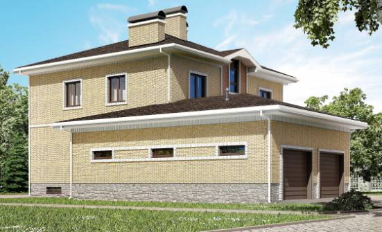 350-002-Л Проект трехэтажного дома и гаражом, современный загородный дом из кирпича, Нижний Новгород