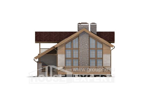 165-002-П Проект двухэтажного дома мансардой, гараж, небольшой дом из поризованных блоков Выкса, House Expert