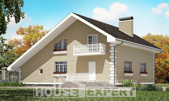 190-005-П Проект двухэтажного дома мансардой и гаражом, современный дом из блока, Арзамас