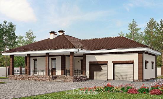160-015-П Проект одноэтажного дома и гаражом, экономичный домик из поризованных блоков, Нижний Новгород