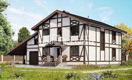 250-002-Л Проект двухэтажного дома мансардой, гараж, красивый загородный дом из кирпича Урень, House Expert