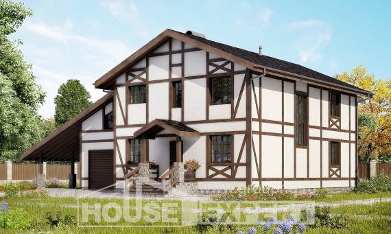 250-002-Л Проект двухэтажного дома мансардой, гараж, красивый загородный дом из кирпича Урень, House Expert