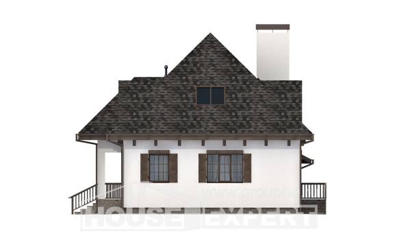 110-002-Л Проект двухэтажного дома с мансардой и гаражом, компактный домик из газосиликатных блоков Кулебаки, House Expert