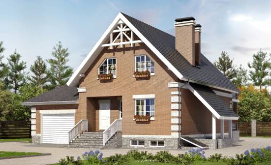 200-009-Л Проект трехэтажного дома с мансардой и гаражом, средний домик из блока Кулебаки | Проекты домов от House Expert