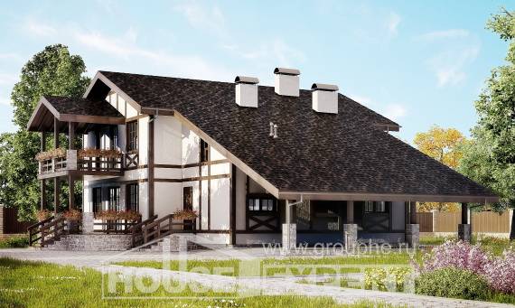 250-002-Л Проект двухэтажного дома с мансардным этажом и гаражом, классический коттедж из кирпича Выкса, House Expert