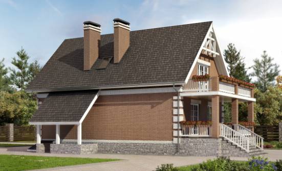 200-009-Л Проект трехэтажного дома с мансардой и гаражом, средний домик из блока Кулебаки | Проекты домов от House Expert