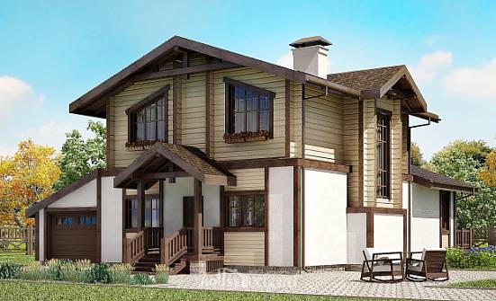 190-004-П Проект двухэтажного дома мансардный этаж и гаражом, средний загородный дом из арболита из дерева, Арзамас