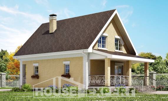 130-004-П Проект двухэтажного дома мансардный этаж, небольшой домик из керамзитобетонных блоков Саров, House Expert