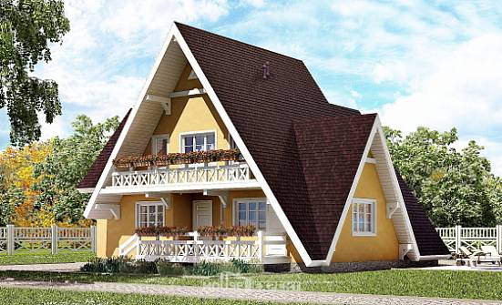 155-008-П Проект двухэтажного дома мансардный этаж, уютный дом из дерева, Городец